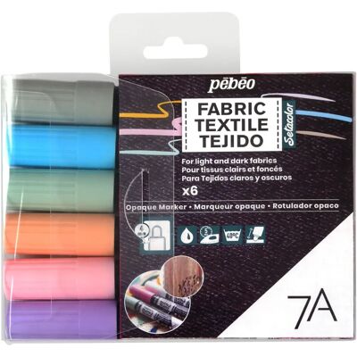 Ensemble de Marqueurs Pastel Pebeo 7A - Tissus Ensemble de Marqueurs Pastel Pebeo 7A - Tissus