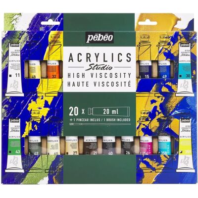 Pebeo Hochviskose Acrylfarben-Set - 20 Tuben, 20ml Pebeo Hochviskose Acrylfarben-Set - 20 Tuben, 20ml