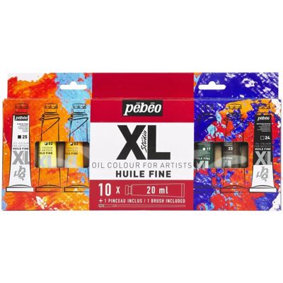 Ensemble de peinture à l'huile Pebeo Studio XL 10 tubes de 20 ml avec pinceau - Set d'art Ensemble de peinture à l'huile Pebeo Studio XL 10 tubes de 20 ml avec pinceau - Set d'art