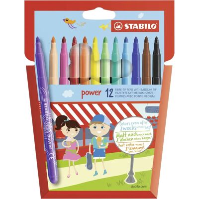 Stylo feutre STABILO Power - Multicolore - 12 pièces Stylo feutre STABILO Power - Multicolore - 12 pièces