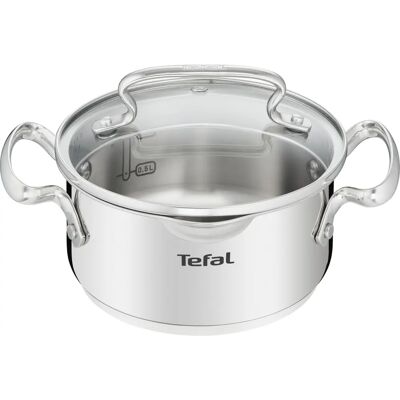 Tefal Duetto+ Edelstahl-Kochtopf - 16cm, langlebig, Glasdeckel Tefal Duetto+ Edelstahl-Kochtopf - 16cm, langlebig, Glasdeckel