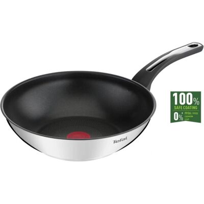 Tefal Wok de Aço Inoxidável - 28cm, Durável e Seguro Tefal Wok de Aço Inoxidável - 28cm, Durável e Seguro