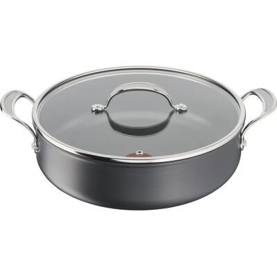 Tefal Jamie Oliver Hard Anodised Aluminium Non-Stick All-In-One Casserole Pan with Glass Lid, 30cm Tefal Jamie Oliver Hard Anodised Aluminium Non-Stick All-In-One Casserole Pan with Glass Lid, 30cm