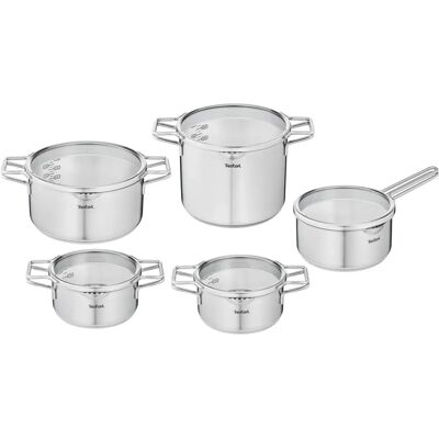 Sada hrnců Tefal Nordica - Nerez, 10 kusů, Vhodné pro všechny zdroje tepla Sada hrnců Tefal Nordica - Nerez, 10 kusů, Vhodné pro všechny zdroje tepla