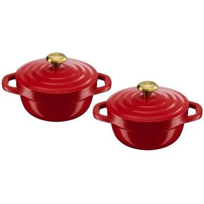 Tefal 2 Mini-cocotte set - 11cm, Red, Aluminum, Induction & Oven Tefal 2 Mini-cocotte set - 11cm, Red, Aluminum, Induction & Oven
