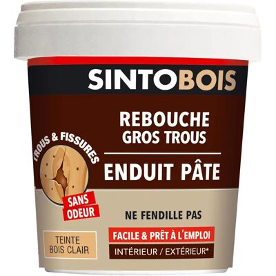 SINTO 39002 - Cire à bois clair pour gros trous et fissures - Publicité SINTO 39002 - Cire à bois clair pour gros trous et fissures - Publicité