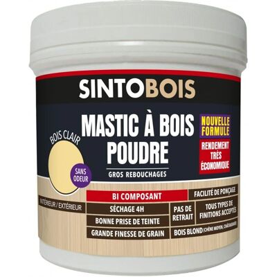 SINTO SA Mastic Bois Clair 450g - Rénovation Bois - Publicité SINTO SA Mastic Bois Clair 450g - Rénovation Bois - Publicité