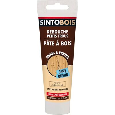 Pâte à bois Sintobois Chêne Clair - Réparation Intérieure - Publicité Pâte à bois Sintobois Chêne Clair - Réparation Intérieure - Publicité