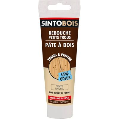 Pâte à bois Sinto naturel 80g - Réparation du bois - Publicité Pâte à bois Sinto naturel 80g - Réparation du bois - Publicité
