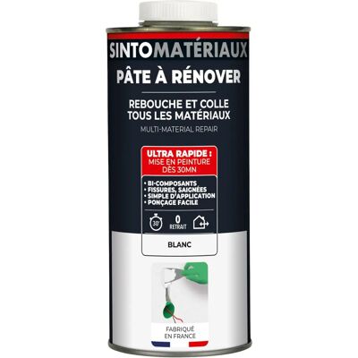 Pâte à rénover SINTO SA - Blanc - Cartouche de 0,8L - Enduit de réparation - Publicité Pâte à rénover SINTO SA - Blanc - Cartouche de 0,8L - Enduit de réparation - Publicité