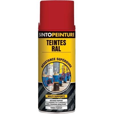 Peinture en Spray Rouge SINTO - Multi supports - 400ml - Finition brillante Peinture en Spray Rouge SINTO - Multi supports - 400ml - Finition brillante