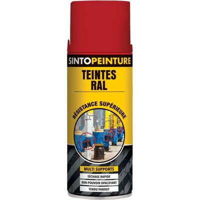Peinture en Spray Rouge SINTO - Multi supports - 400ml - Finition brillante - Publicité Peinture en Spray Rouge SINTO - Multi supports - 400ml - Finition brillante - Publicité