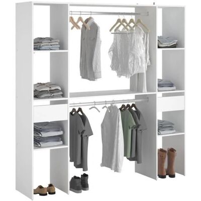 EINSACC Artic Ekipa Kleiderschrank-Set - Weiß Melamin - 2 Kleiderschränke + 2 Schubladen - 180cm H EINSACC Artic Ekipa Kleiderschrank-Set - Weiß Melamin - 2 Kleiderschränke + 2 Schubladen - 180cm H