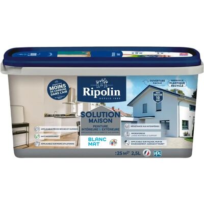Peinture Blanche Ripolin Intérieur/Extérieur Anti-Moisissures - 2,5L Peinture Blanche Ripolin Intérieur/Extérieur Anti-Moisissures - 2,5L