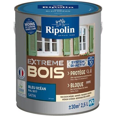 Peinture Ripolin Bois Intérieur Extérieur - Bleu Océan Satin - 2.5L - Publicité Peinture Ripolin Bois Intérieur Extérieur - Bleu Océan Satin - 2.5L - Publicité