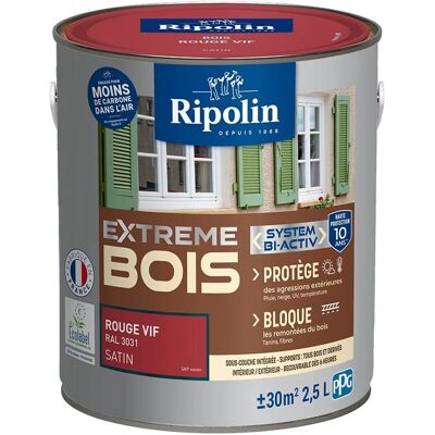 Peinture bois rouge satinée Ripolin - 2.5L - Publicité Peinture bois rouge satinée Ripolin - 2.5L - Publicité