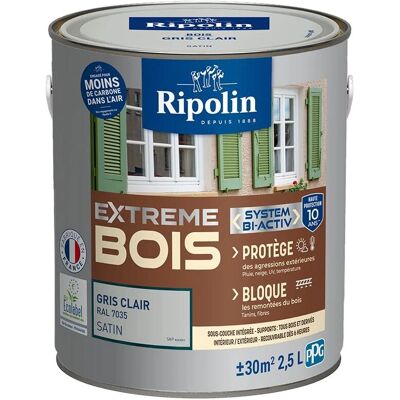 Vernice per legno Ripolin - Grigio chiaro satinato - 2,5L - Protezione interna ed esterna Vernice per legno Ripolin - Grigio chiaro satinato - 2,5L - Protezione interna ed esterna