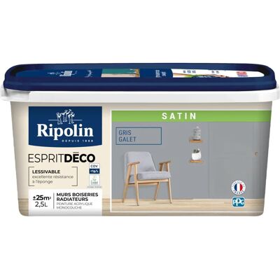 Ripolin Esprit de Deco Multi Supports Satin Pebble - Vernice per Pareti - 2,5L Ripolin Esprit de Deco Multi Supports Satin Pebble - Vernice per Pareti - 2,5L