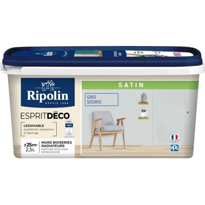RIPOLIN Peinture Murale Gris Souris Satinée - Peinture - Publicité RIPOLIN Peinture Murale Gris Souris Satinée - Peinture - Publicité
