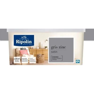 Ripolin Vernice Satinata Interni - 2,5L - Grigio Zinc - Tutte le Stanze - Vernice Ripolin Vernice Satinata Interni - 2,5L - Grigio Zinc - Tutte le Stanze - Vernice