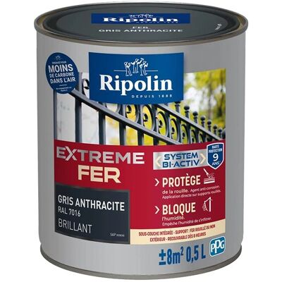 Peinture pour métal gris Ripolin - 0,5L - Antirouille, Durable - Publicité Peinture pour métal gris Ripolin - 0,5L - Antirouille, Durable - Publicité