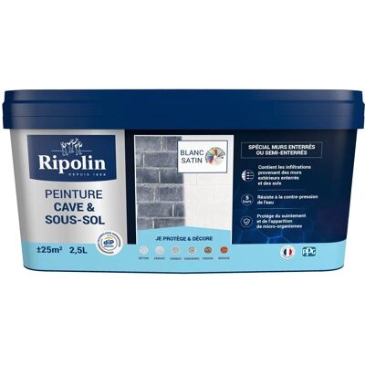 Peinture blanche Ripolin pour sous-sols et sols - Résistante à l'eau 2,5L - Publicité Peinture blanche Ripolin pour sous-sols et sols - Résistante à l'eau 2,5L - Publicité