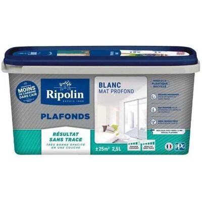 Peinture plafond blanche matte Ripolin - Sans traces - 2,5L Peinture plafond blanche matte Ripolin - Sans traces - 2,5L