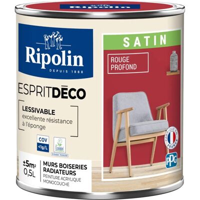 Peinture murale rouge profond Ripolin - Multi-supports, Satin - 0,5L - Publicité Peinture murale rouge profond Ripolin - Multi-supports, Satin - 0,5L - Publicité
