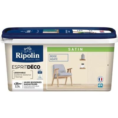 Vernice satin beige multi-supports RIPOLIN - Ecolabel - 2,5L Vernice satin beige multi-supports RIPOLIN - Ecolabel - 2,5L