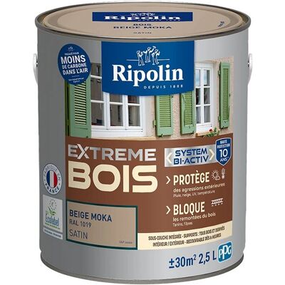 Peinture bois Satin Beige Moka RIPOLIN - Très opaque, finition durable - 2,5L - Publicité Peinture bois Satin Beige Moka RIPOLIN - Très opaque, finition durable - 2,5L - Publicité