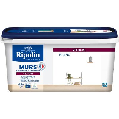 Peinture Blanc Velours RIPOLIN pour Murs, Radiateurs - Intérieur - Publicité Peinture Blanc Velours RIPOLIN pour Murs, Radiateurs - Intérieur - Publicité