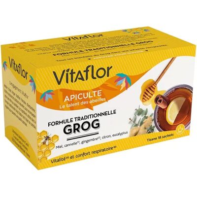 Thé aux Herbes Grog Vitaflor - Support Respiratoire - Publicité Thé aux Herbes Grog Vitaflor - Support Respiratoire - Publicité