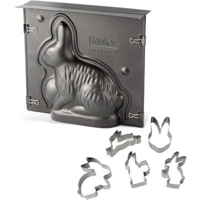 Set di stampi e tagliapasta di Pasqua Zenker con coniglio 3D e 5 formine Set di stampi e tagliapasta di Pasqua Zenker con coniglio 3D e 5 formine