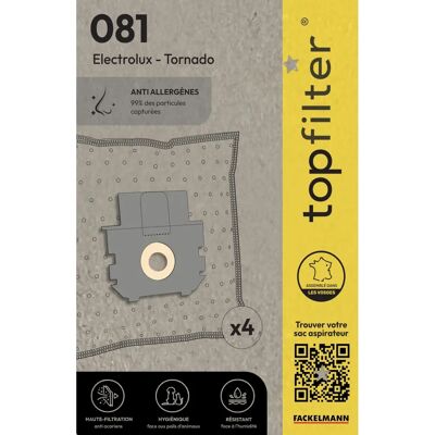 Lot de 4 sacs aspirateur TopFilter - Electrolux & Tornado - Publicité Lot de 4 sacs aspirateur TopFilter - Electrolux & Tornado - Publicité