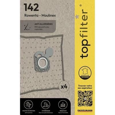 Zestaw 4 worków do odkurzacza TopFilter - Kompatybilny z Rowenta & Moulinex Zestaw 4 worków do odkurzacza TopFilter - Kompatybilny z Rowenta & Moulinex