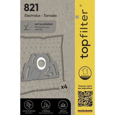 Ensemble de 4 Sacs Aspirateur TopFilter - Tornado, Electrolux - Publicité Ensemble de 4 Sacs Aspirateur TopFilter - Tornado, Electrolux - Publicité
