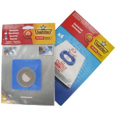 Sacs aspirateurs universels Top Filter avec adaptateur Click Bag - Accessoires pour aspirateurs - Publicité Sacs aspirateurs universels Top Filter avec adaptateur Click Bag - Accessoires pour aspirateurs - Publicité