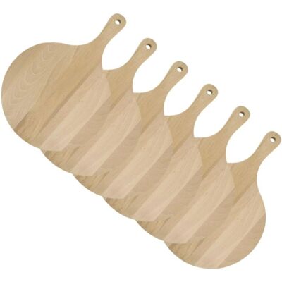 Lot de 6 planches en bois pour pizza et tartes - Fackelmann - Publicité Lot de 6 planches en bois pour pizza et tartes - Fackelmann - Publicité