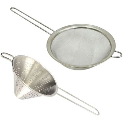 Fackelmann Juego de colador y chinois cónico en acero inoxidable - Utensilios de cocina Fackelmann Juego de colador y chinois cónico en acero inoxidable - Utensilios de cocina