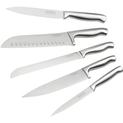 Nirosta 5-teiliges Profi-Küchenmesser-Set aus Edelstahl Nirosta 5-teiliges Profi-Küchenmesser-Set aus Edelstahl