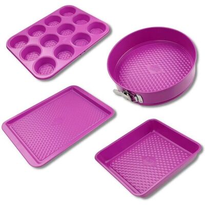 Ensemble de Cuisson Fuchsia - Moules à Gâteau, Muffins, Brownies - Publicité Ensemble de Cuisson Fuchsia - Moules à Gâteau, Muffins, Brownies - Publicité
