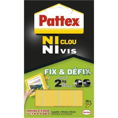Pastilhas adesivas Pattex - Fixação dupla - 40mm x 20mm Pastilhas adesivas Pattex - Fixação dupla - 40mm x 20mm