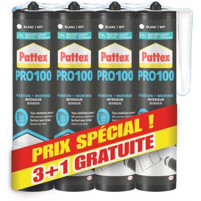 Colle Pattex PL100 - Blanc - Haute résistance - Fixation - Colle - Publicité Colle Pattex PL100 - Blanc - Haute résistance - Fixation - Colle - Publicité
