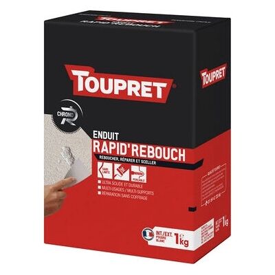 Plâtre Toupret BCHREB01 - Séchage Rapide - Spatule Incluse - Intérieur/Extérieur - Publicité Plâtre Toupret BCHREB01 - Séchage Rapide - Spatule Incluse - Intérieur/Extérieur - Publicité