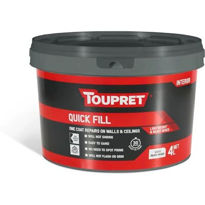 Toupret TTREDLP04GB Quick Fill - 4 litre - Interior Paint & Fill Toupret TTREDLP04GB Quick Fill - 4 litre - Interior Paint & Fill