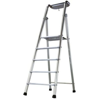 Escalera de aluminio Tubesca-Comabi - 5 peldaños, plataforma 120cm, altura de trabajo 3.1m Escalera de aluminio Tubesca-Comabi - 5 peldaños, plataforma 120cm, altura de trabajo 3.1m
