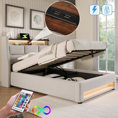 HAUSS SPOLE - Letti contenitore 90x200 cm - Beige - Storage bed HAUSS SPOLE - Letti contenitore 90x200 cm - Beige - Storage bed