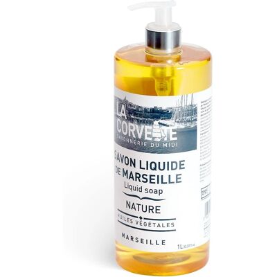 La Corvette Savon Liquide de Marseille Nature 1L - Soins Corps & Mains - Publicité La Corvette Savon Liquide de Marseille Nature 1L - Soins Corps & Mains - Publicité