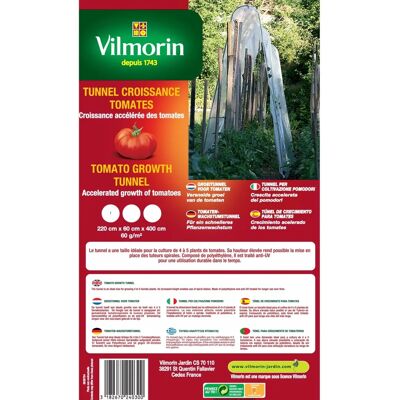 Vilmorin VA04130 Tunnel per serre per pomodori - 60 g/m², 220x60x400 cm Vilmorin VA04130 Tunnel per serre per pomodori - 60 g/m², 220x60x400 cm
