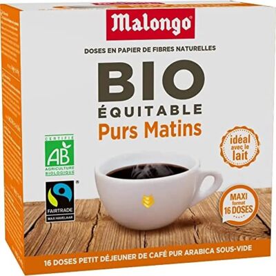 Malongo - Dosettes X16 Purs Matins BIO CE - Capsule de café - Publicité Malongo - Dosettes X16 Purs Matins BIO CE - Capsule de café - Publicité